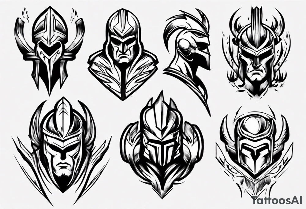 muscular super-fine little detail spartan tattoo idea