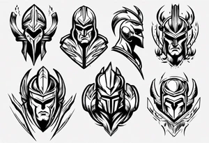 muscular super-fine little detail spartan tattoo idea