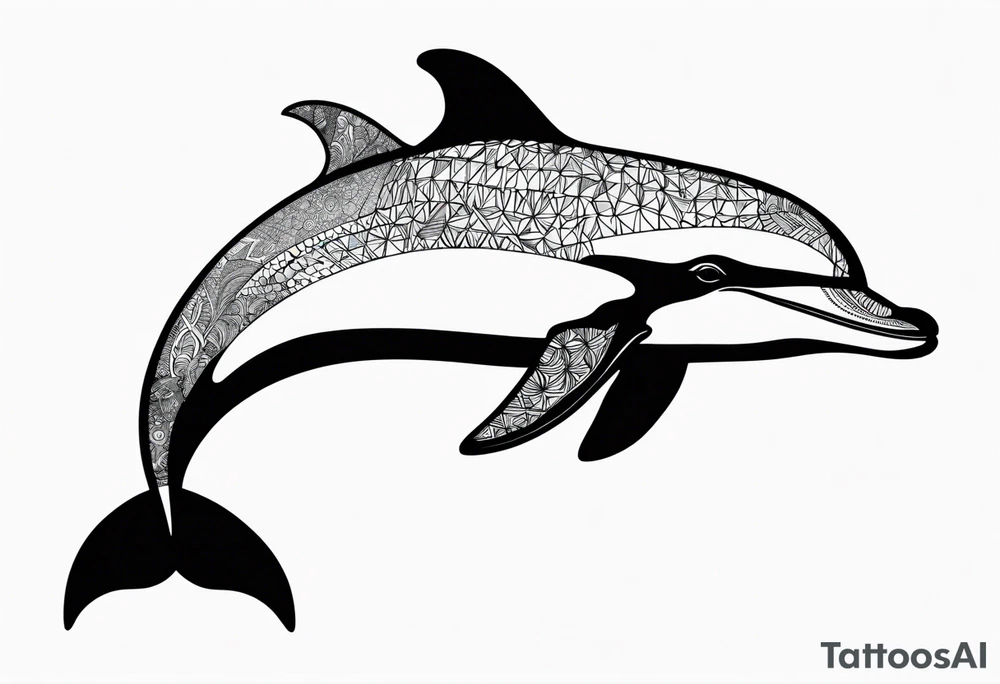 One dolphin wearing a party hat. Side view. Dolphin should be smiling. tattoo idea
