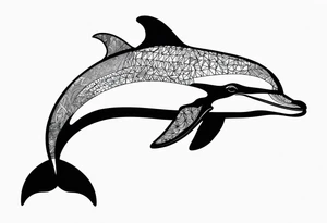 One dolphin wearing a party hat. Side view. Dolphin should be smiling. tattoo idea