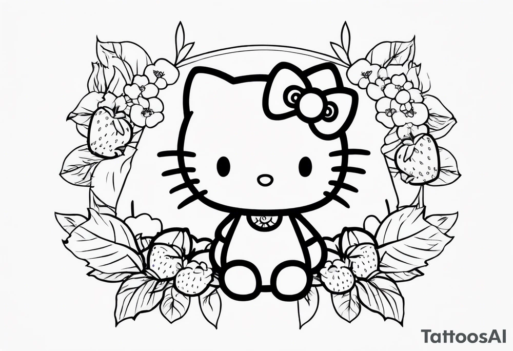 hello kitty with strawberry tattoo idea