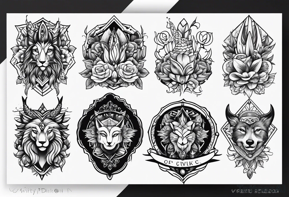 Variety of dicks traditional style flash sheet tattoo idea