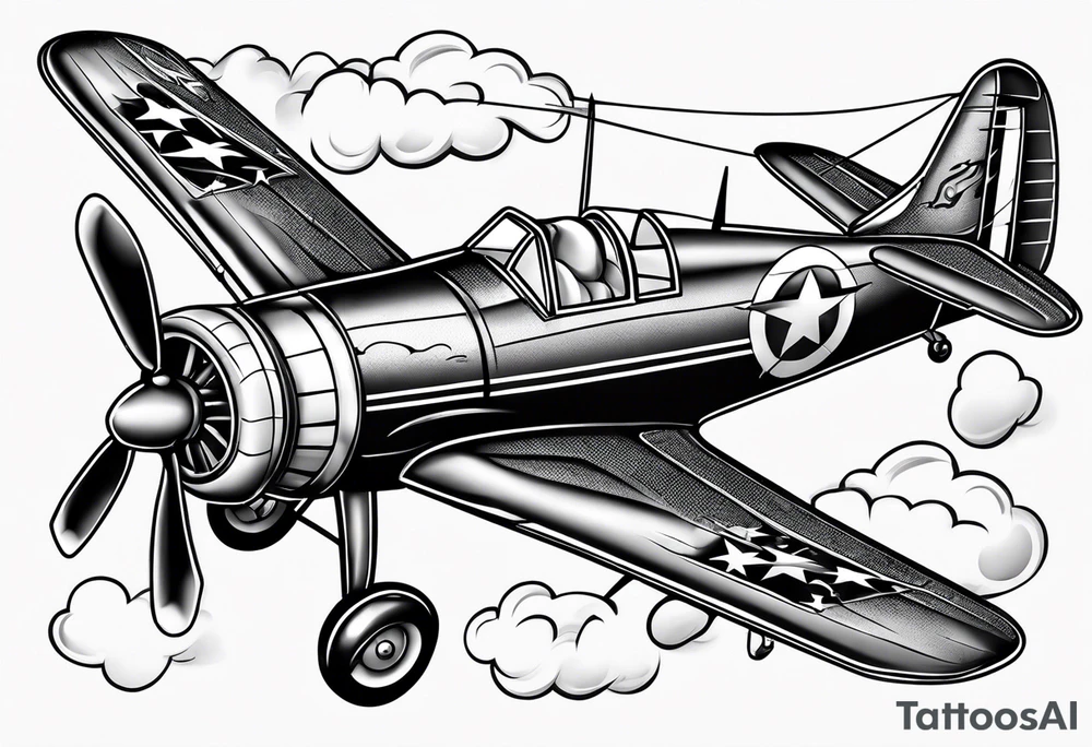 plane smoking cigarette tattoo idea