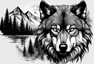 Badass wolf wearing sunglasses
Dark woods
Mountain peaks tattoo idea