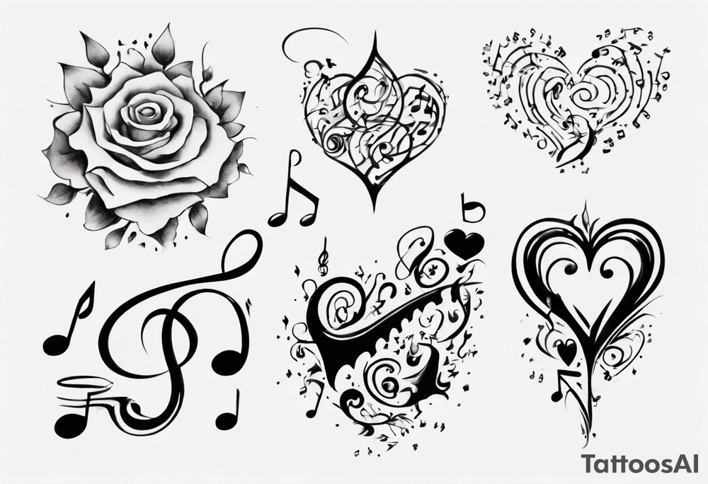 Diving into love , music notes, simplicity tattoo idea Diving into love , music notes, simplicity tattoo idea