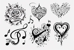 Diving into love , music notes, simplicity tattoo idea