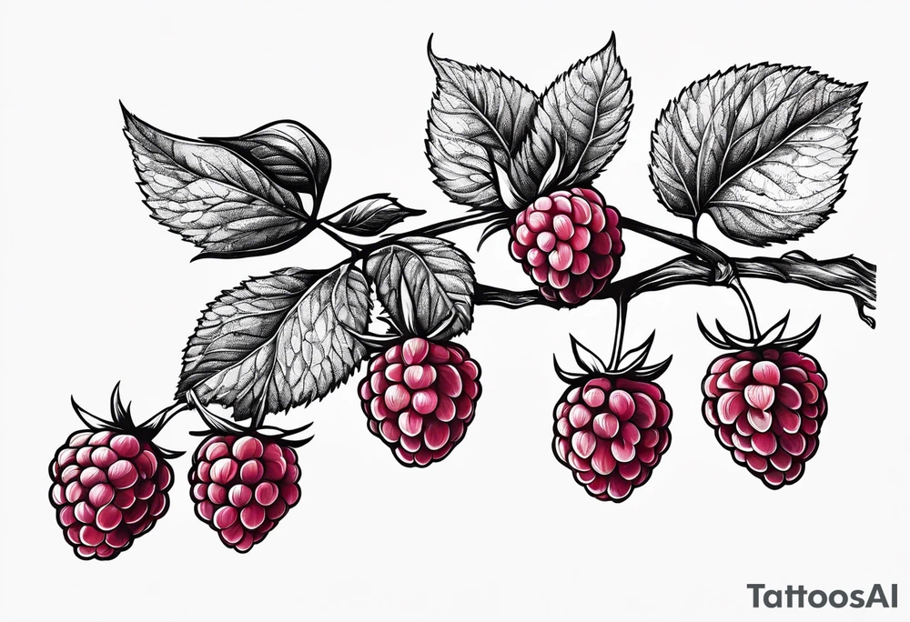a small skinny raspberry branch that is hanging vertically and tattoo idea