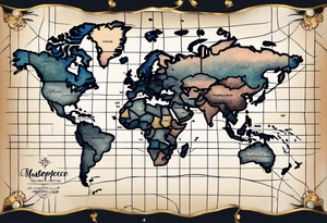 a old world map for the back of a forearm tattoo idea