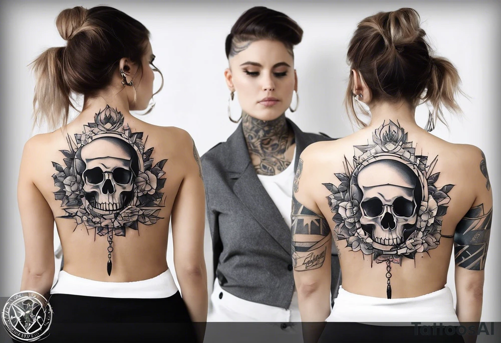 Design a tattoo concept for the neck area that symbolizes the liberation of a skull from the constraints of human censorship. The design should incorporate elements that represent freedom, rebellion, and the breaking free from societal norms. Please provide a detailed description of the tattoo design, including the style, colors, and any symbolic elements that convey the message of liberation. tattoo idea