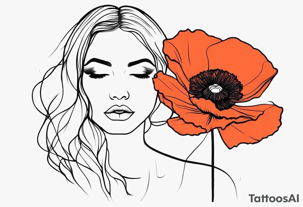 outline tatoo, face, poppy, word tattoo idea