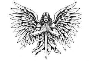 Holy Archangel, Biblical, Christianity, Archangel Michael, Hebrew, Guards of Christianity, Holding a sword, having six wings, seraphim tattoo idea