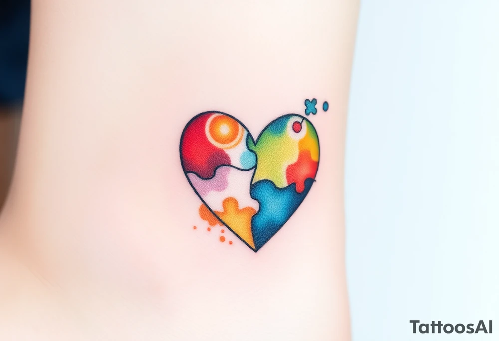autism heart puzzle shape symbol tattoo idea