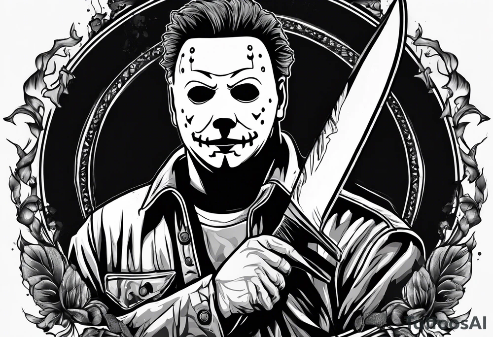 michael myers with a knife tattoo idea