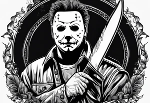 michael myers with a knife tattoo idea