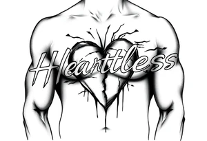Heartless words written with broken real heart design tattoo idea