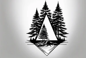Triangle shaped 
Small
Solo mountain
Pine tree
Silhouette tattoo idea