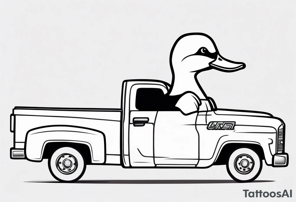 Duck driving a Silverado tattoo idea