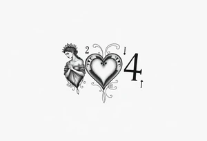 Queen of hearts, 2 of hearts and a 4 of hearts plating card tattoo idea