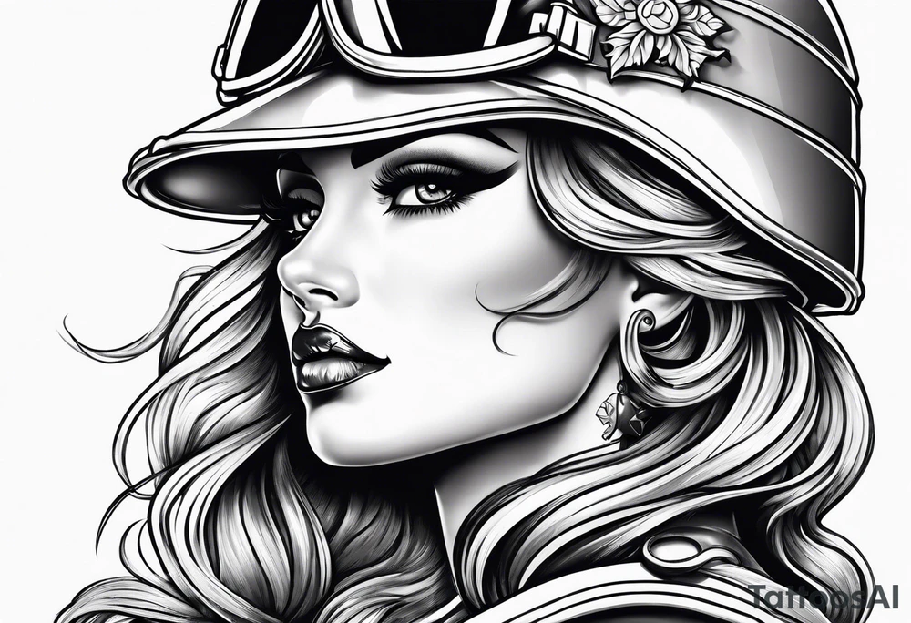 Marine corps pinup sleeve tattoo idea