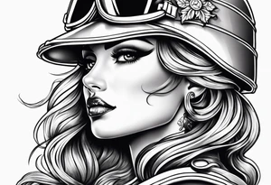 Marine corps pinup sleeve tattoo idea