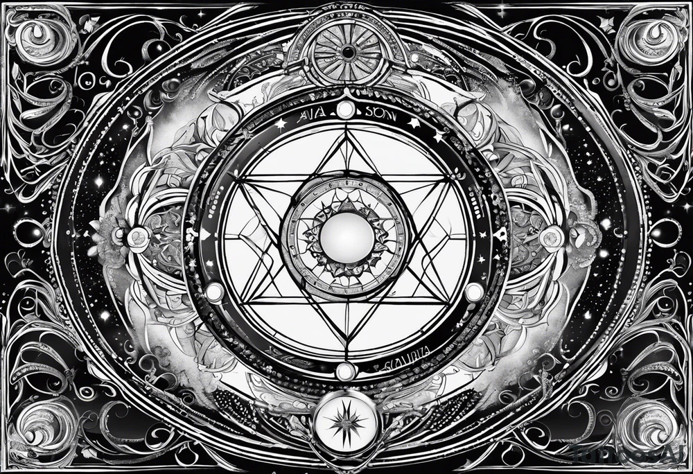 Astrology, Cancer & Aquarius, Natal Chart, angelic, vision, planetary, yin yang, the moon, spiritual third eye, mystical armband tattoo idea