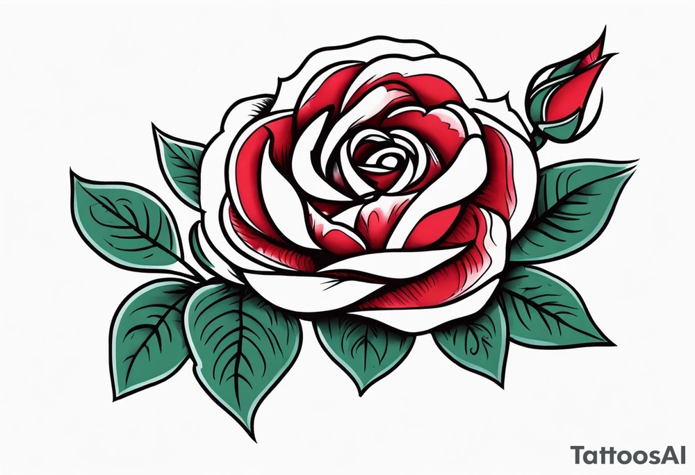 traditional rose red tattoo idea