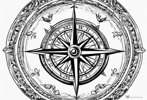 Nautical compass
Anchor small birds tattoo idea