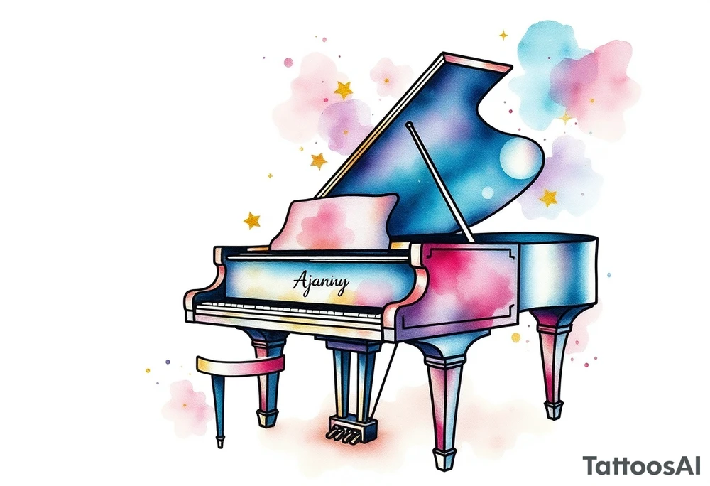 a grand piano under the stars tattoo idea