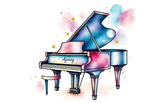 a grand piano under the stars tattoo idea