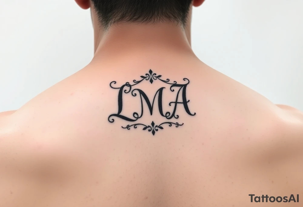 Small tatto with three daughter’s initials LMA and the number 42 tattoo idea