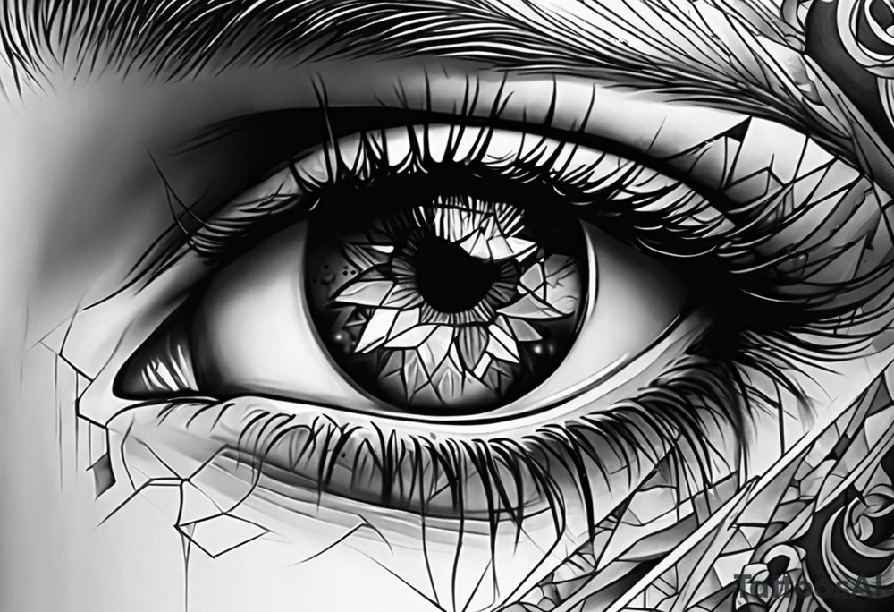 Realistic eye crying tears tragedy and death tattoo idea