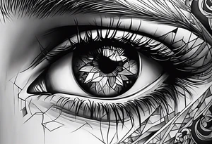 Realistic eye crying tears tragedy and death tattoo idea