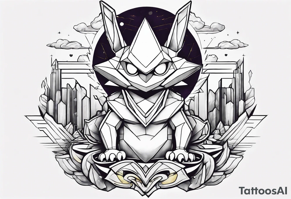 Alakazam pokemon statue tattoo idea
