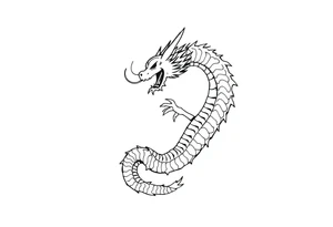 Beautiful asian dragon in the shape of an ouroboros eating its own tail tattoo idea