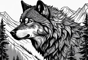 Badass wolf wearing sunglasses
Dark woods
Mountain peaks tattoo idea