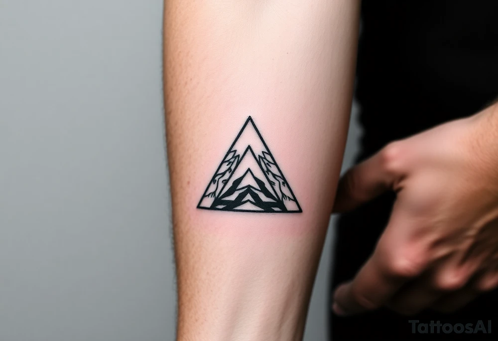 Geometric small triangle about different paths in life merge together and become stronger together tattoo idea