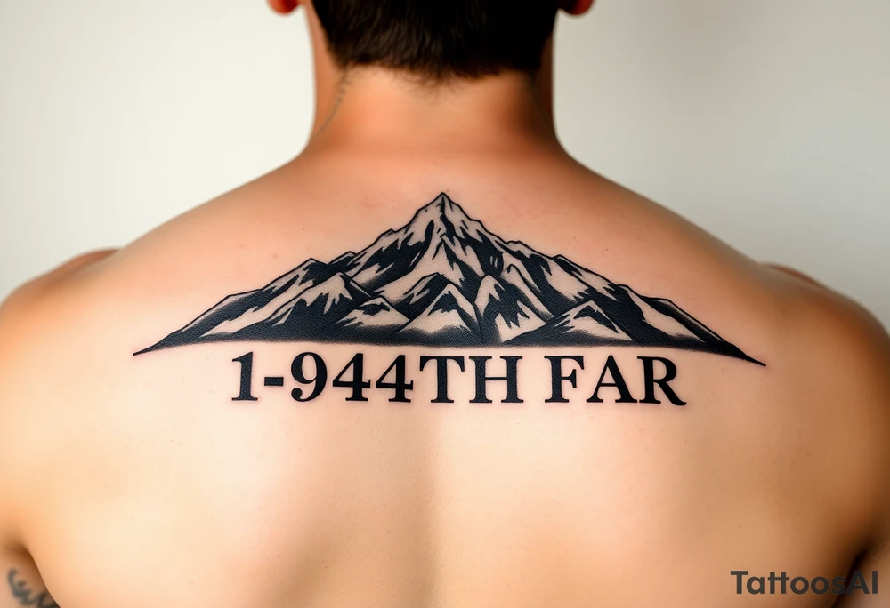 American traditional style with a mountain and HIMARs and the saying 1-94TH FAR tattoo idea