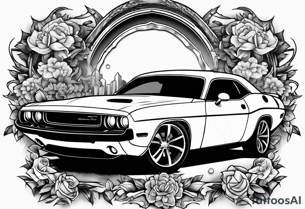 dodge challenger tattoo idea