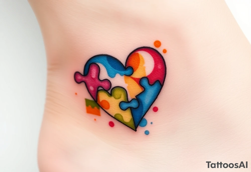 autism heart puzzle shape symbol tattoo idea