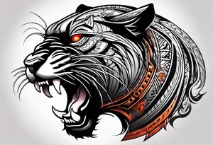 Angry panther with red-orange eyes tattoo idea