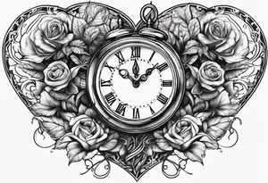 Heart with clock hands on 8 and 5 tattoo idea