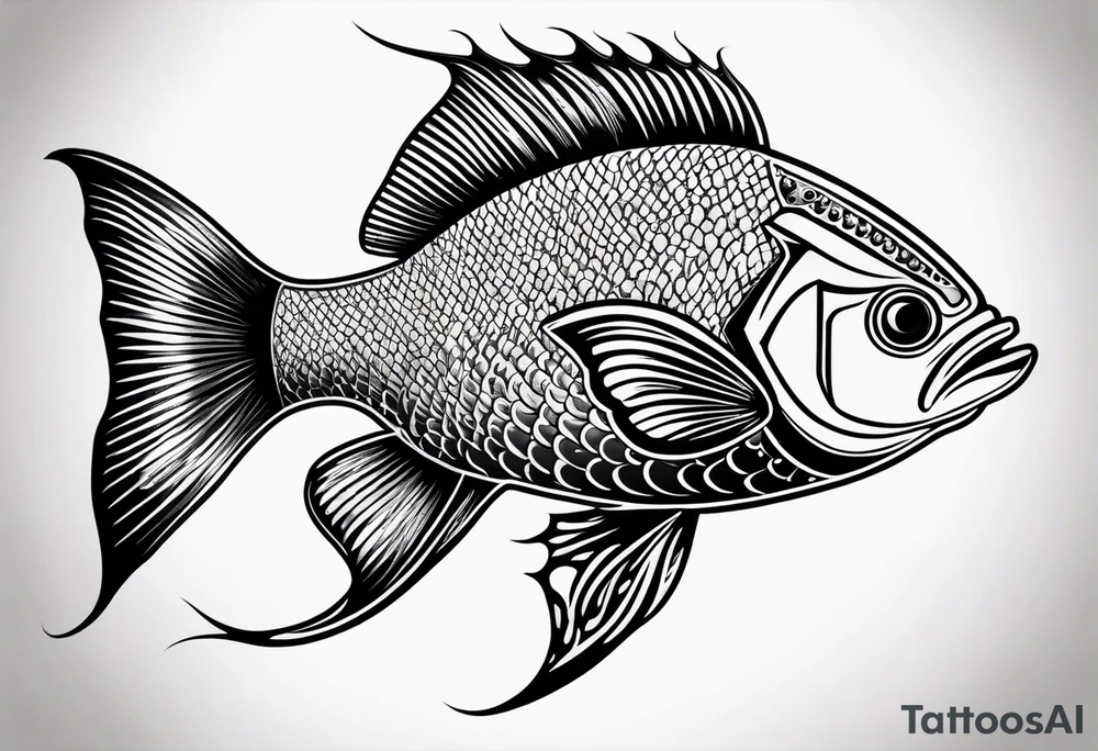 Pinstripe fish tattoo idea