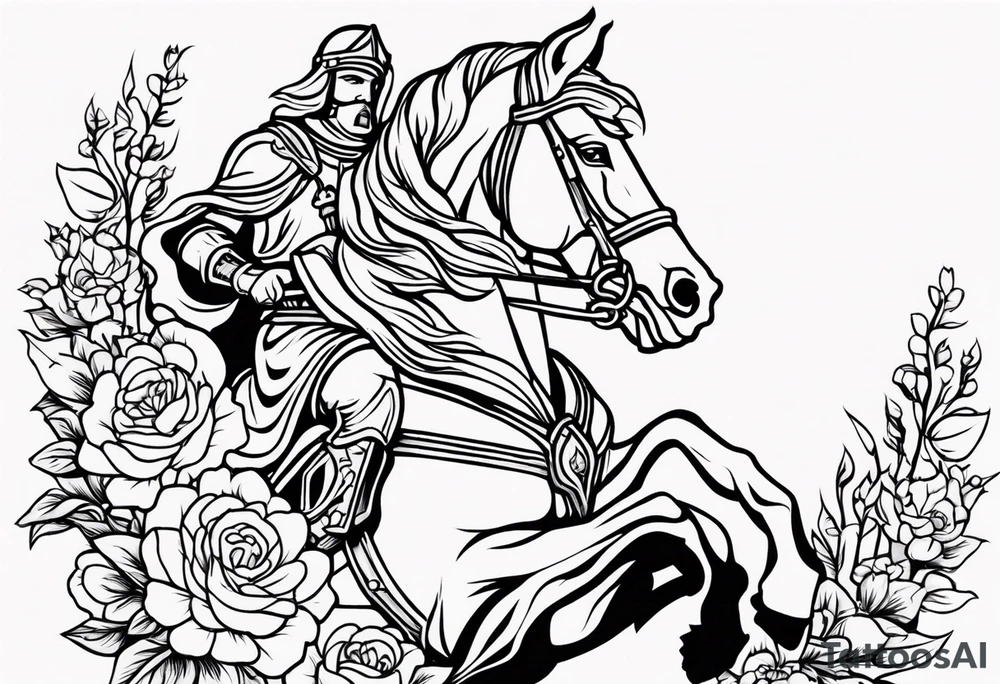 knight

old school vintage simple traditional design with vintage flowers surrounding
bold color simple tattoo idea