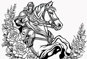 knight

old school vintage simple traditional design with vintage flowers surrounding
bold color simple tattoo idea