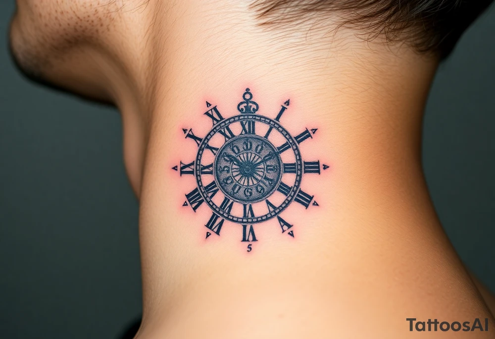 vintage roman numerals within ornate clockwork mechanism tattoo idea