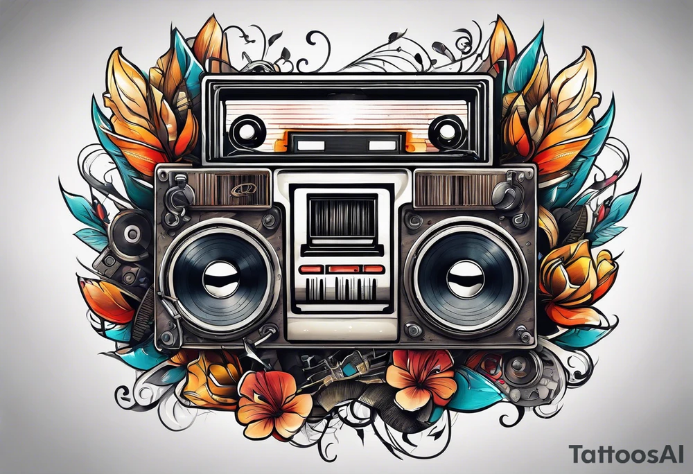 sleeve

music notes, a cassette tape, and
instruments tattoo idea