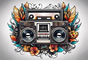 sleeve

music notes, a cassette tape, and
instruments tattoo idea