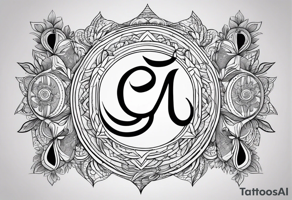 Alphabetically tattoo with 
OM
MAHARSHI
VIDYA tattoo idea