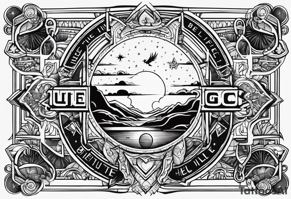 Space cowboy, text “grab all the beautiful things in life and fight like hell” tattoo idea