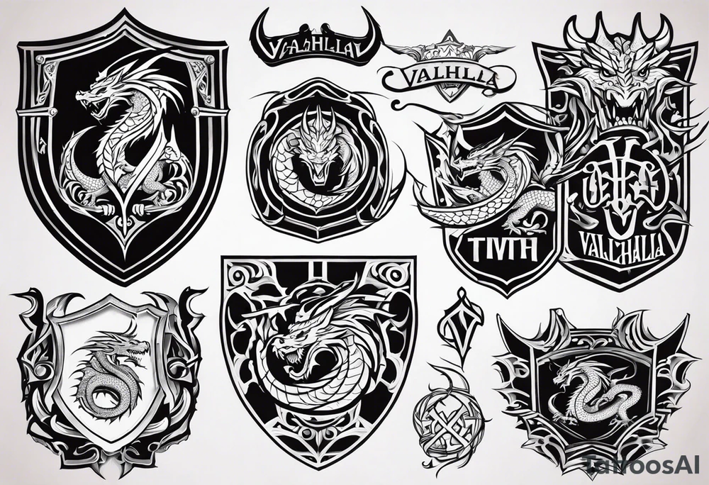 Valhalla sheild dragon tattoo idea
